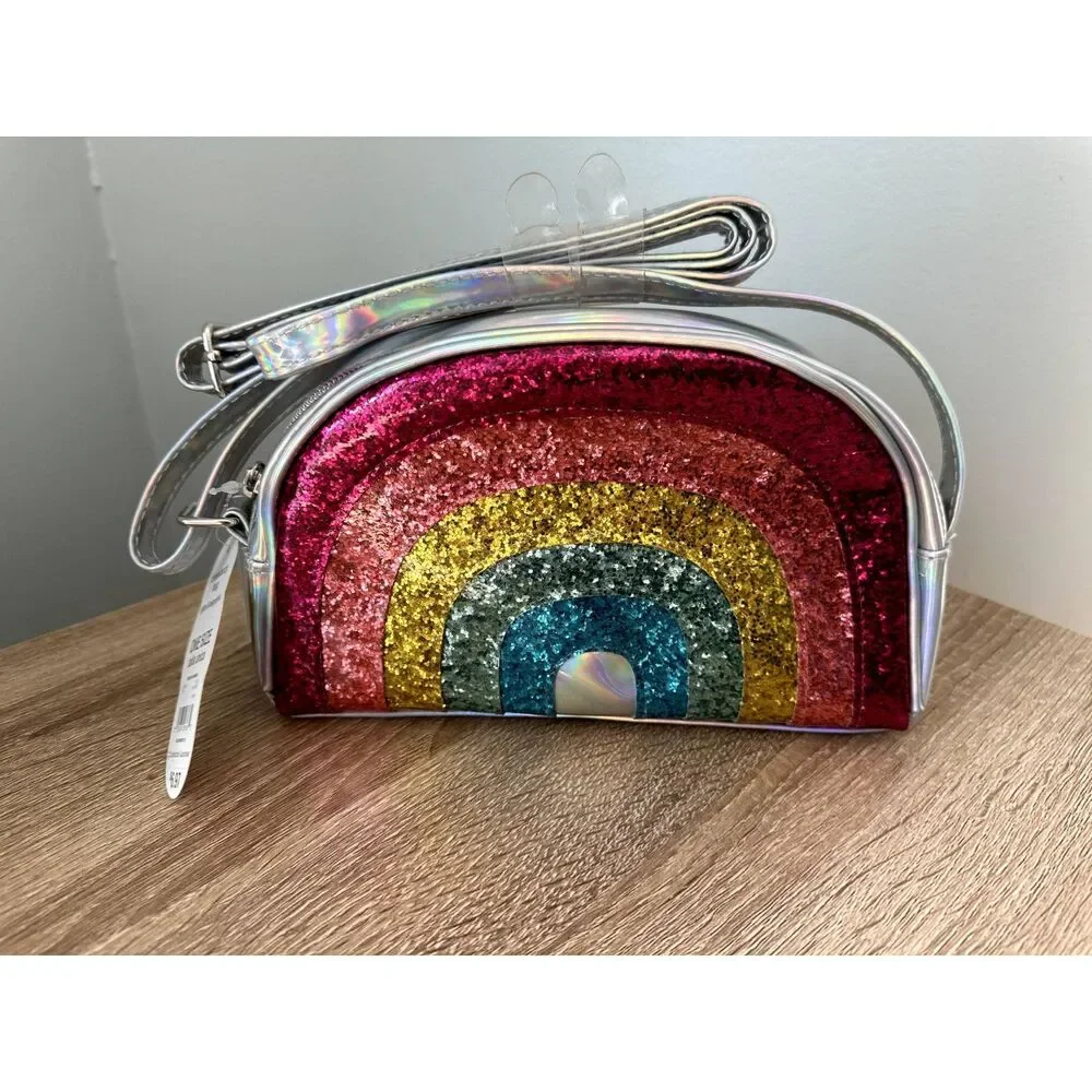 NWT Wonder Nation Girls' Glitter Rainbow Crossbody Bag Handbag Kawaii Purse